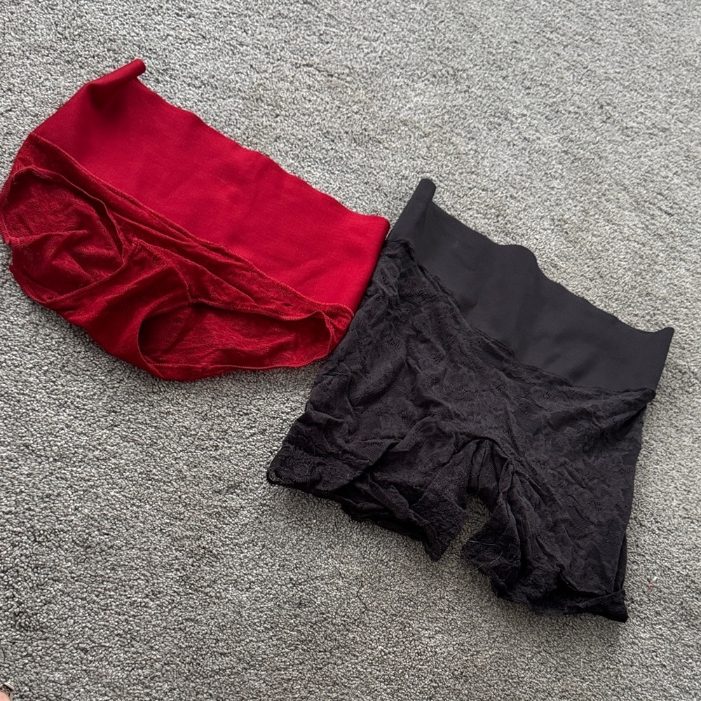 Maidenform Red and Black Lace  Under Garments Form Tummy Control